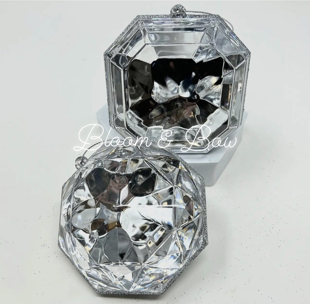 4” Silver/Clear Gems 2 pack