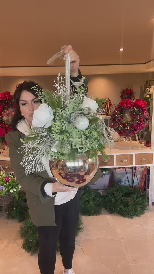 XL Silver & White Bauble